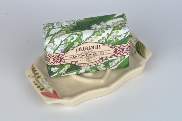 Darčekové balenie mydelnička s mydlom konvalinka Purpur 190g