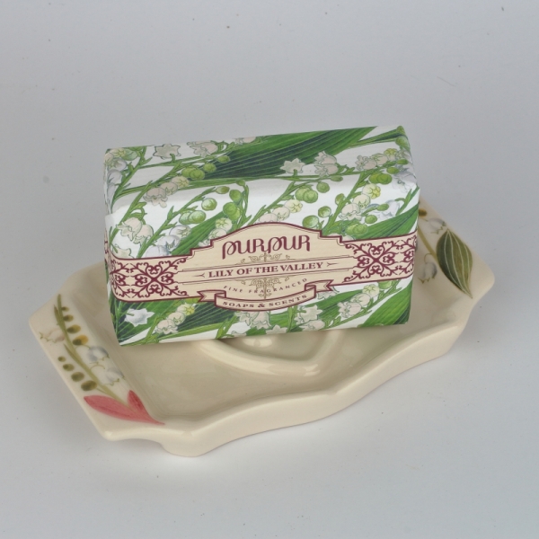 Darčekové balenie mydelnička s mydlom konvalinka Purpur 190g