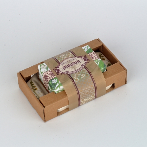 Darčekové balenie mydelnička s mydlom konvalinka Purpur 190g