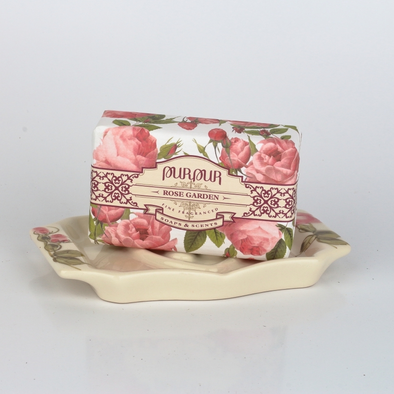 Darčekové balenie mydelnička s mydlom ruže Purpur 190g