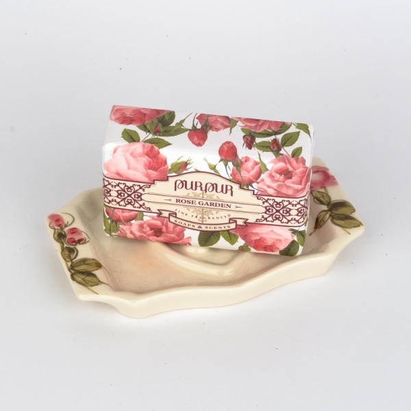 Darčekové balenie mydelnička s mydlom ruže Purpur 190g