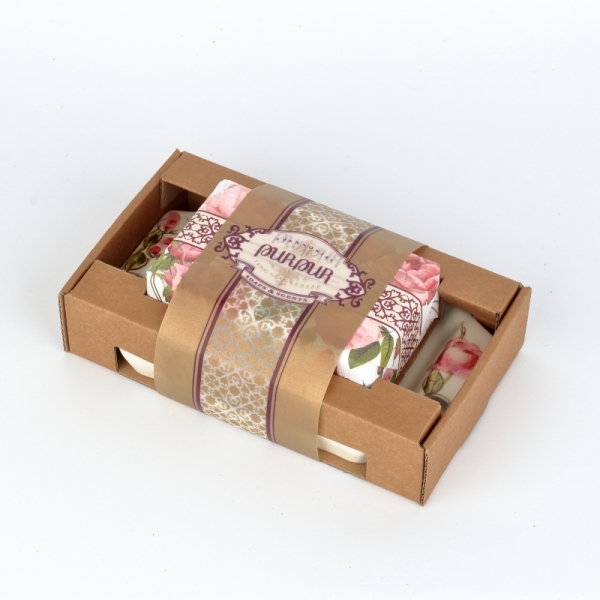 Darčekové balenie mydelnička s mydlom ruže Purpur 190g