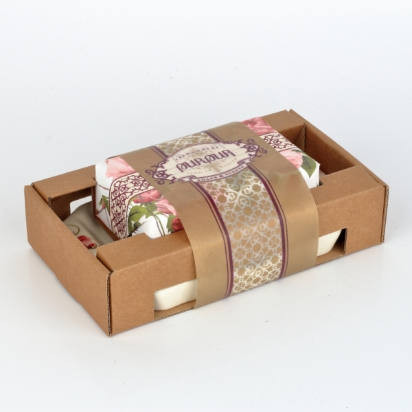 Darčekové balenie mydelnička s mydlom ruže Purpur 190g