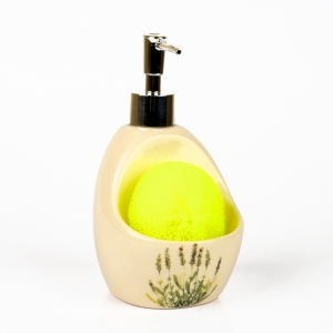 Dávkovač mydla Levanduľa s hubkou 19cm - poškodený dek4486