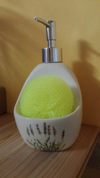 Dávkovač mydla Levanduľa s hubkou 19cm - poškodený dek4486