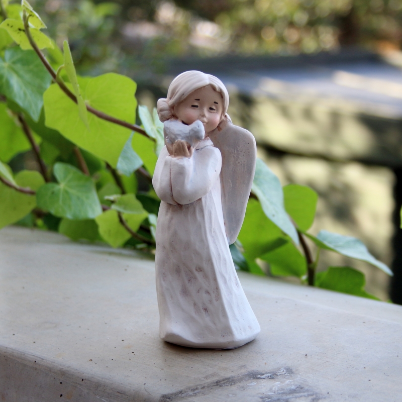 Dekorácia anjel s vtáčikom 15cm