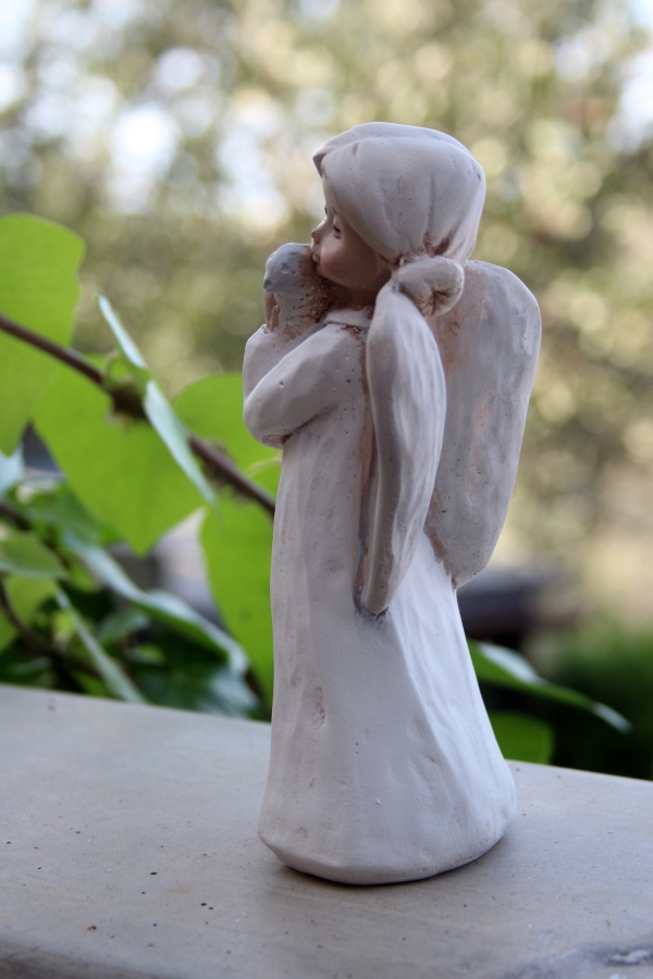 Dekorácia anjel s vtáčikom 15cm