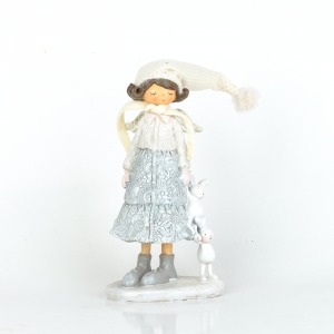 Dekorácia anjel v čiapke s zajačikmi 11x39x10cm