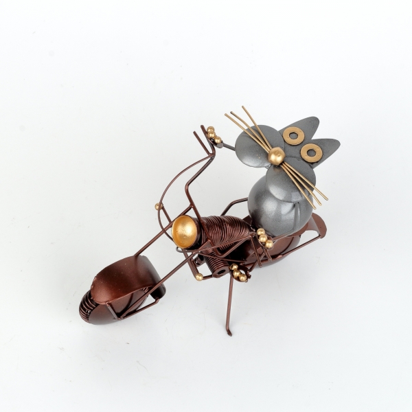 Dekorácia do bytu mačka na motorke 18cm