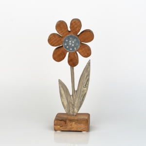 Dekorácia do bytu kvetina hliník drevo 24cm