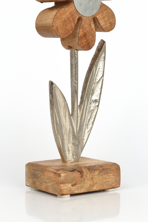 Dekorácia do bytu kvetina hliník drevo 24cm