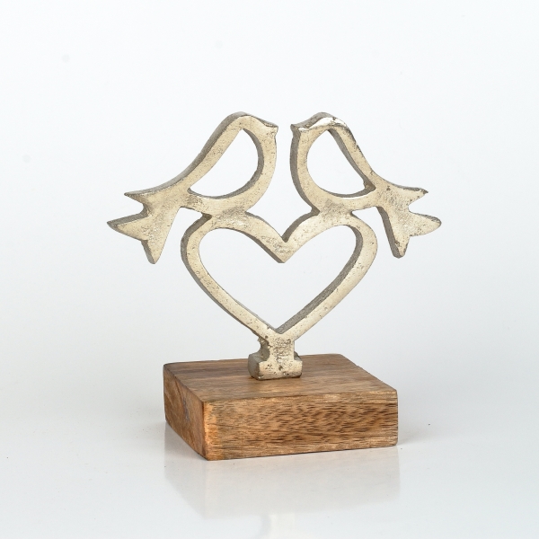 Dekorácia do bytu vtáčiky na srdci 14cm