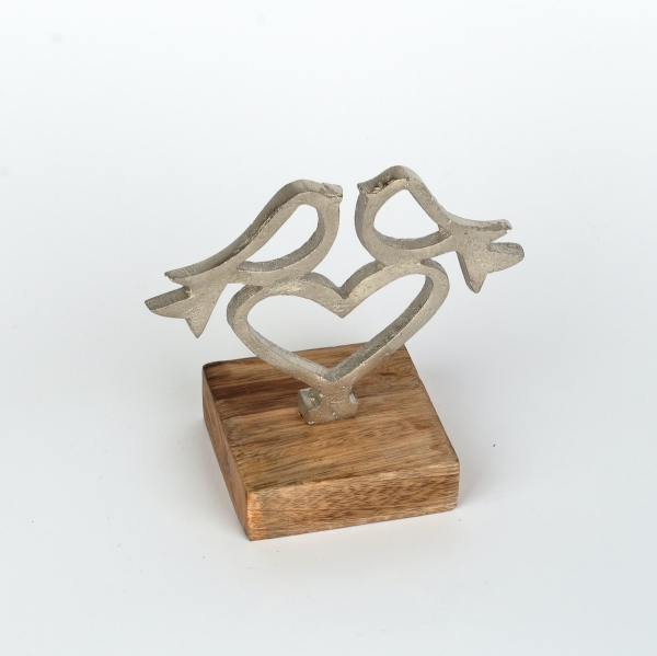 Dekorácia do bytu vtáčiky na srdci 14cm