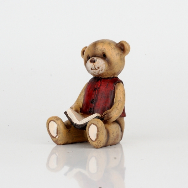 Dekorácia do detskej izby - soška medvedíka s knihou 8cm