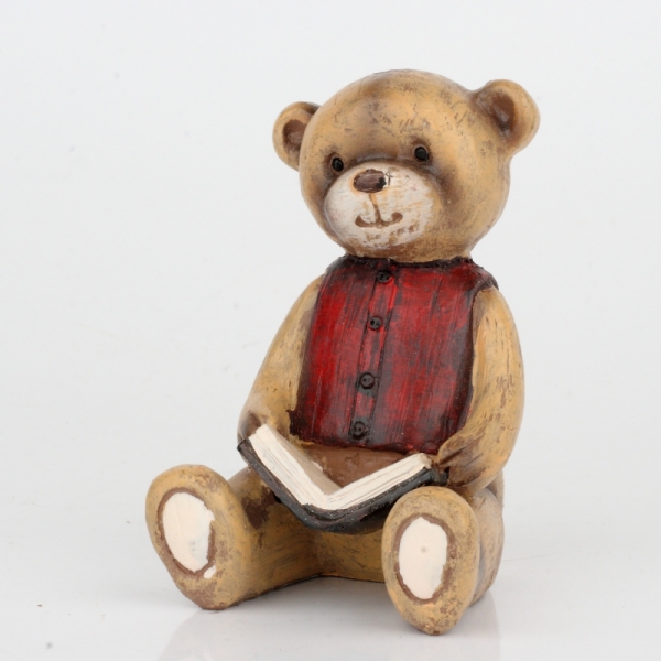 Dekorácia do detskej izby - soška medvedíka s knihou 8cm