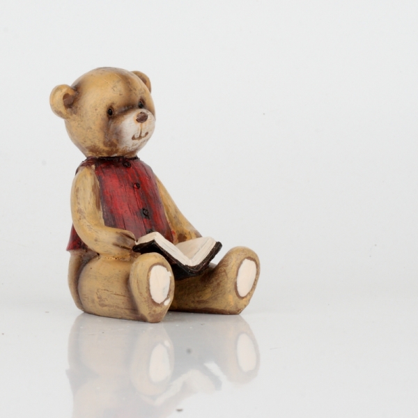 Dekorácia do detskej izby - soška medvedíka s knihou 8cm