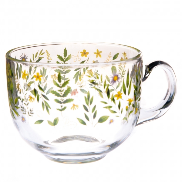 Dekorácia do kuchyne - Sklenený hrnček lúčny kvet