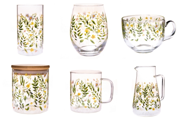 Dekorácie do kuchyne - Poháre lúčne kvety