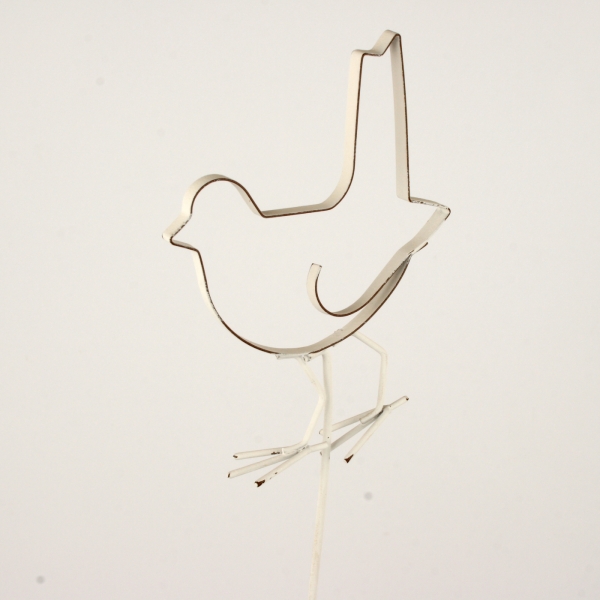 Dekorácia do kvetináča vtáčik biely 54cm