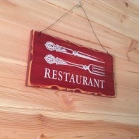 Dekorácia do reštaurácie - tabuľka RESTAURANT 25x12,5cm