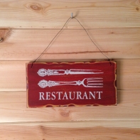 Dekorácia do reštaurácie - tabuľka RESTAURANT 25x12,5cm