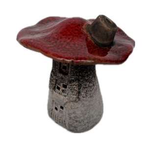 Dekorácia domček huba keramika 9x9x10,5cm Typ B