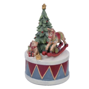 Dekorácia hracia skrinka Christmas modrá 9x16x9cm