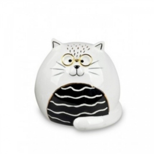 Dekoracia mačka čiernobiela 8cm