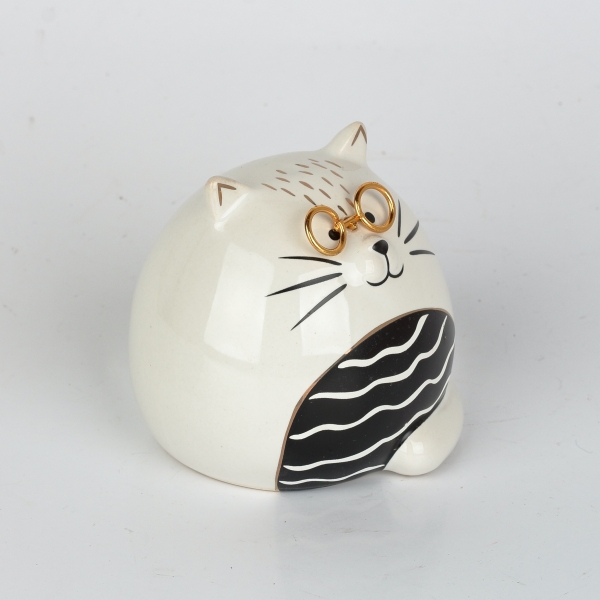 Dekoracia mačka čiernobiela 8cm