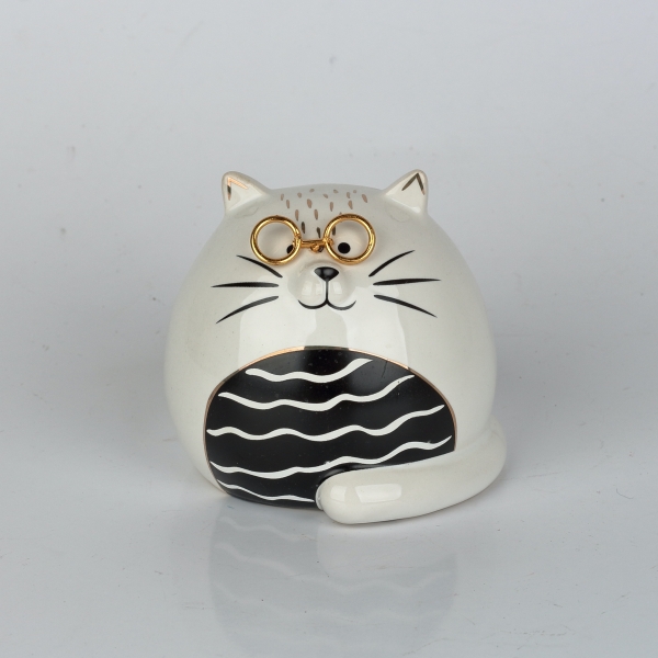 Dekoracia mačka čiernobiela 8cm