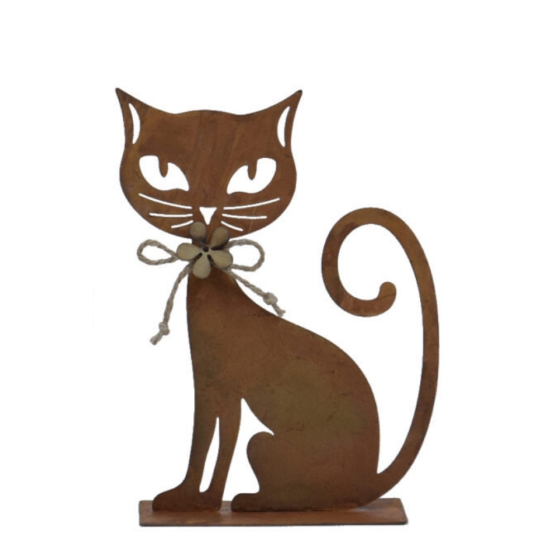 Dekorácia mačka sediaca hrdzavá 17x13x5cm