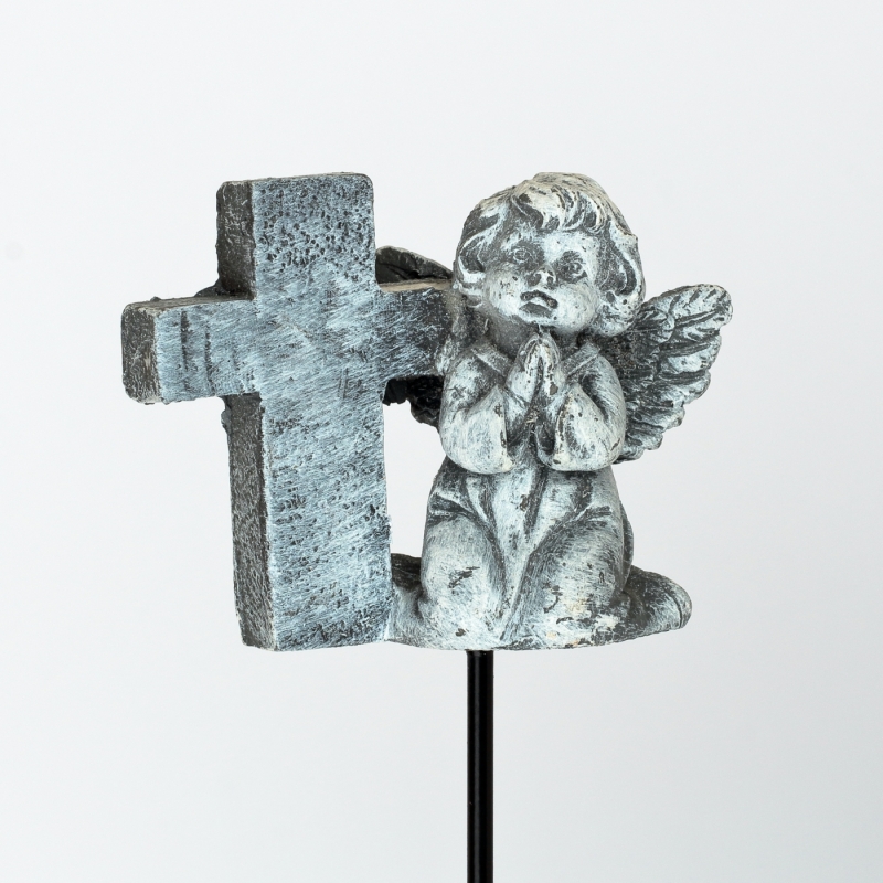 Dekorácia na hrob anjel s krížikom 16cm