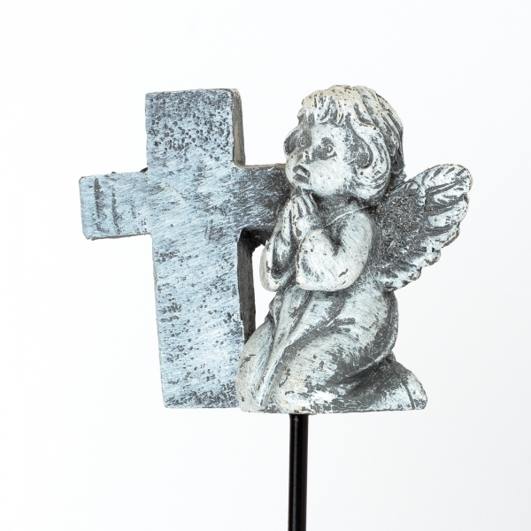 Dekorácia na hrob anjel s krížikom 16cm