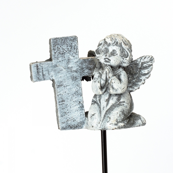 Dekorácia na hrob anjel s krížikom 16cm
