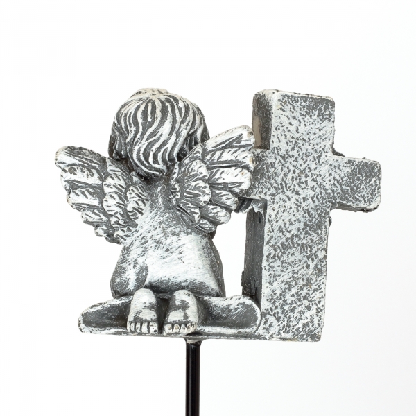 Dekorácia na hrob anjel s krížikom 16cm