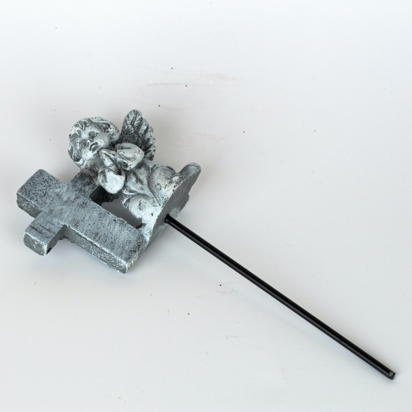 Dekorácia na hrob anjel s krížikom 16cm