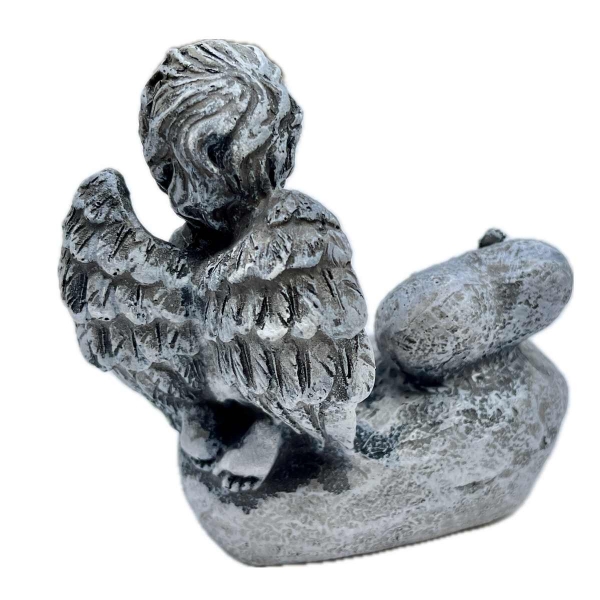 Dekorácia na hrob – pietny anjel so srdcom „Vzpomínáme“ 12,5 cm