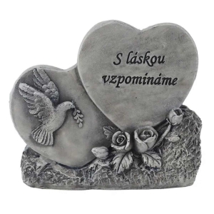 Dekorácia na hrob – pietne srdce „S láskou vzpomínáme“ 12,5 cm