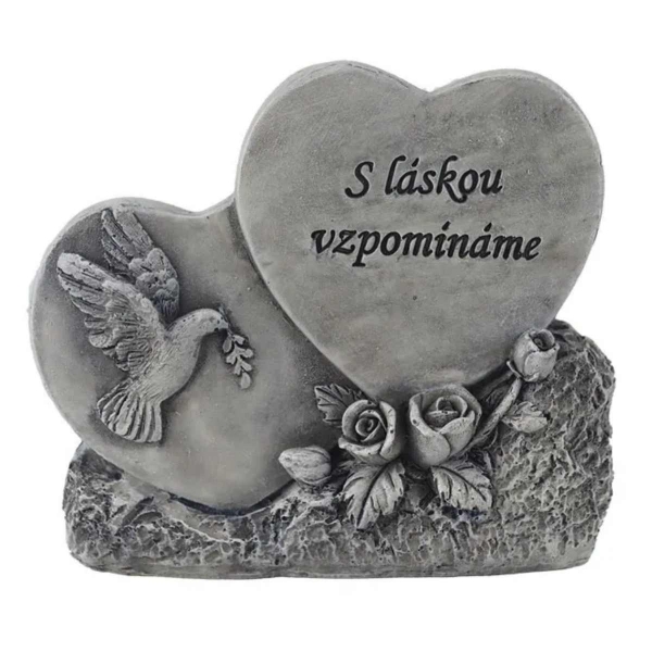 Dekorácia na hrob – pietne srdce „S láskou vzpomínáme“ 12,5 cm