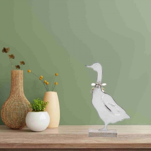 Dekorácia na podstavci biela hus 32,5cm