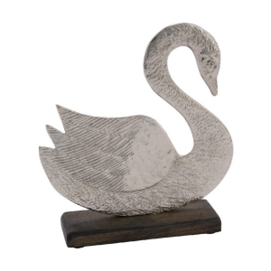 Dekorácia na podstavci strieborná labuť 20,4 x 5 x 21,8 cm väčšia