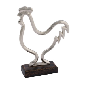 Dekorácia na podstavci strieborný  mkohút v linke 15 x 5,4 x 20 cm menšia