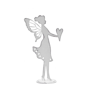 Dekorácia na podstavci víla so srdcom biela 24x13,5cm  