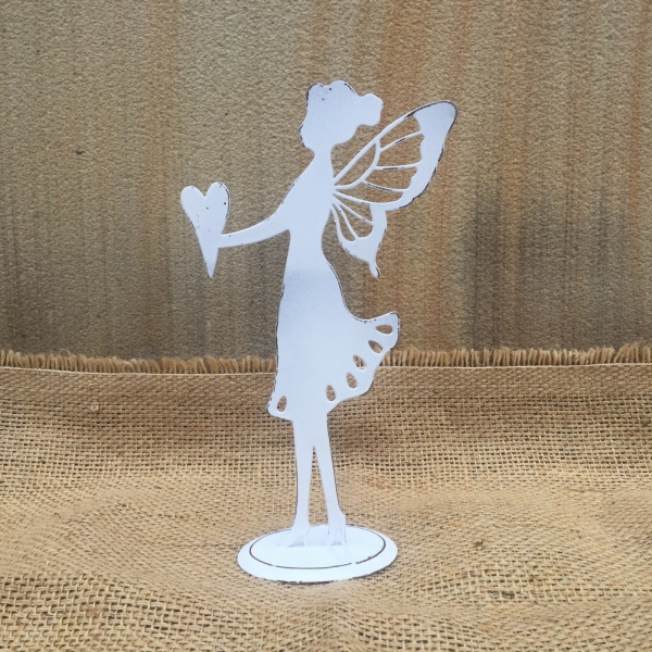 Dekorácia na podstavci víla so srdcom biela 24x13,5cm