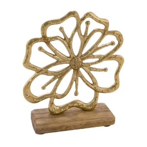 Dekorácia na podstavci zlatý kvet 15,8 x 5 x 18,6 cm