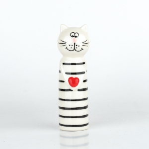 Dekorácia na stôl pruhovaný kocúrik 15cm