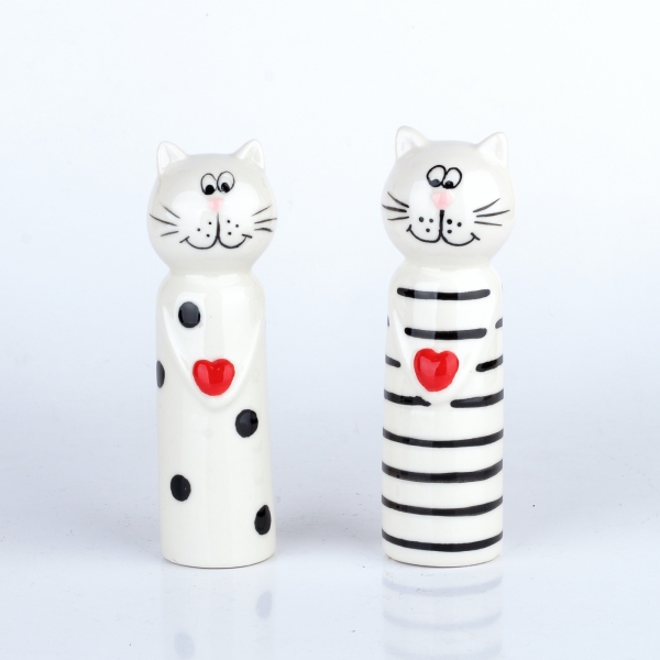 Dekorácia na stôl pruhovaný kocúrik 15cm