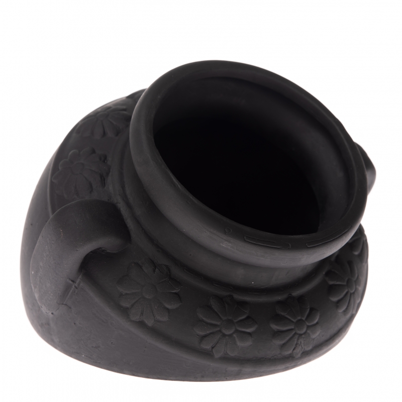 Dekorácia na záhradu keramická nádoba tmavá 17x13x16,5cm