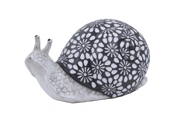 Dekorácia na záhradu šnek s kvetovanou ulitou veľký