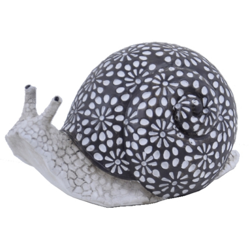 Dekorácia na záhradu šnek s kvetovanou ulitou